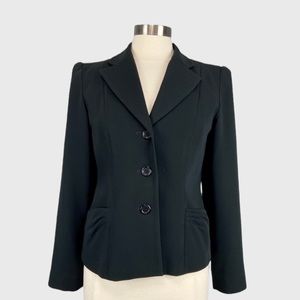 Louben Womens Black Button Front Blazer Suit Jacket Career size 2